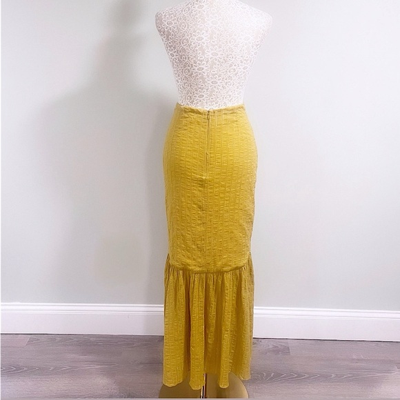 TULAROSA Pear Yellow Cameron High Waisted Cotton Maxi Skirt Size Small - Picture 13 of 15